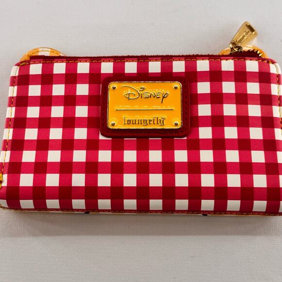 Disney Loungefly Winnie The Pooh Wallet Red Yellow Gingham 2021 Large - Picture 2 of 8